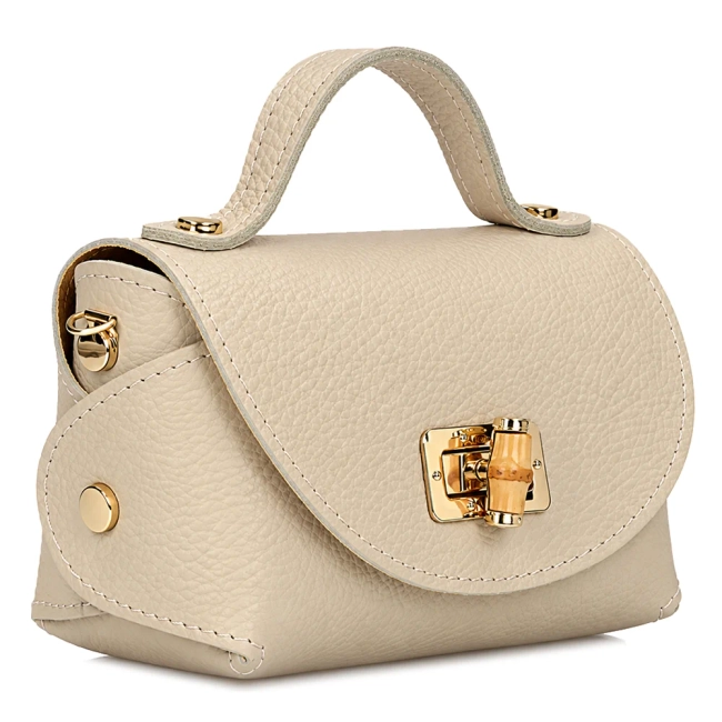 Beige leather handbag Toscanio G68
