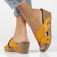 Skórzane klapki Yokono CADIZ-300 VAQ MANGO pomarańczowe