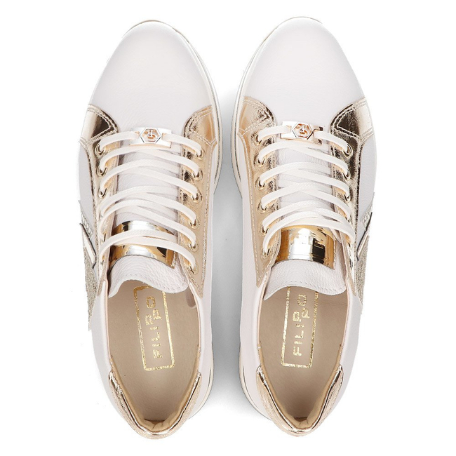Leather sneakers Filippo 096 white and gold