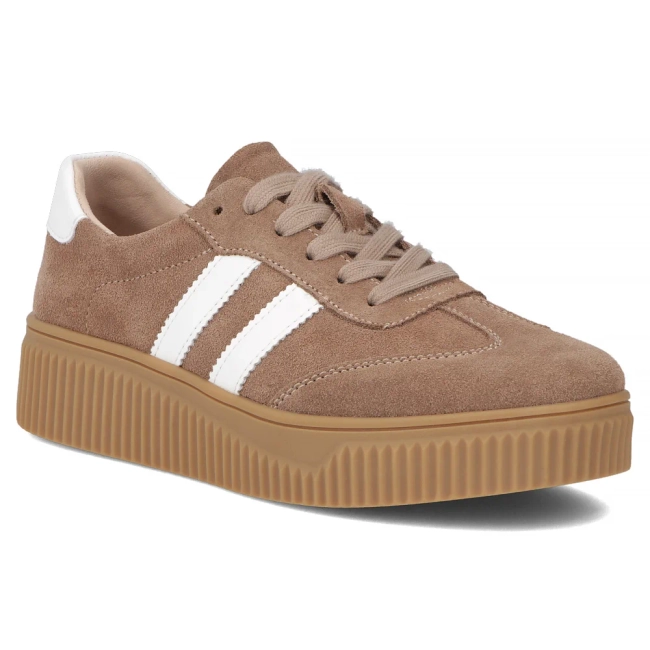 Skórzane sneakersy Filippo DP6776/25 BE WH brązowe