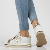 Leather sneakers Filippo 096 white and gold