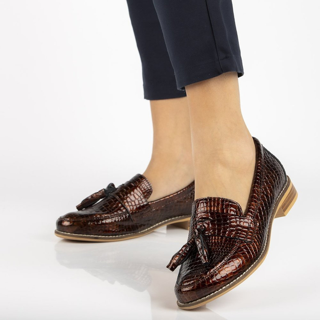 Skórzane mokasyny Filippo DP2161/21 BR brązowe