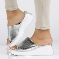 Leather slippers Filippo DK3614/22 SI silver