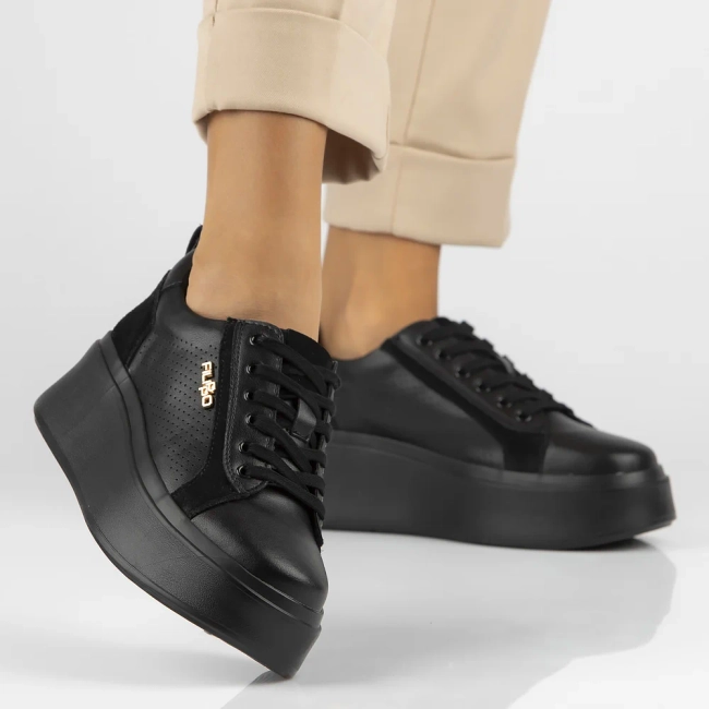 Leather sneakers Filippo DP6170/24 BK black