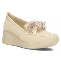 Skórzane półbuty na koturnie Filippo DP4563/23 BE beżowe