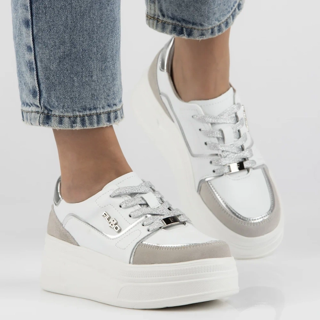 Skórzane sneakersy Filippo DP6805/25 WH białe