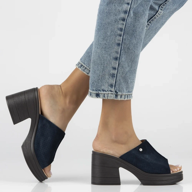 Leather slippers Filippo DK6814/25 NV navy