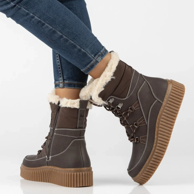 Leather platform ankle boots Filippo DBT7937/26 D BR brown
