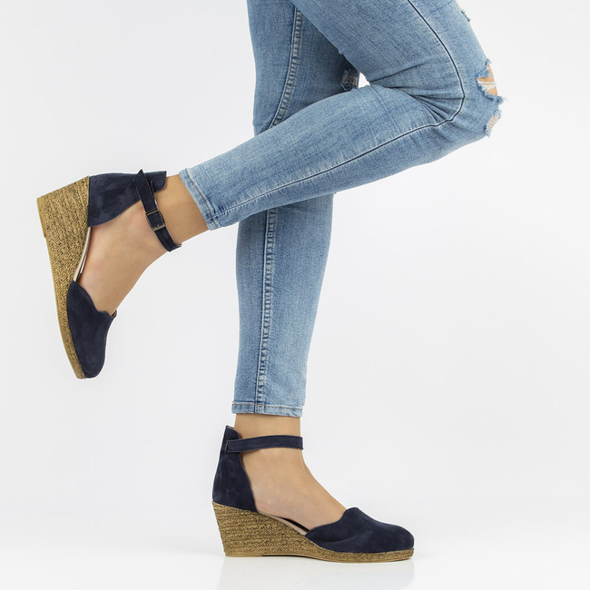 Skórzane sandały Filippo DS1394/21 NV granatowe