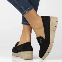 Skórzane półbuty na platformie Filippo DP7002/25 BK czarne