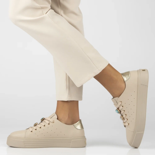 Leather sneakers Filippo DP6854/25 BE beige