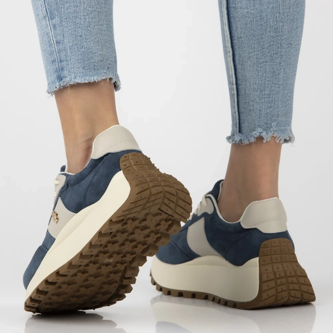 Skórzane sneakersy Filippo DP6785/25 BL niebieskie