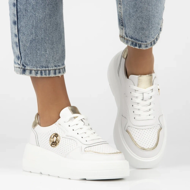 Skórzane sneakersy Filippo DP6843/25 WH białe