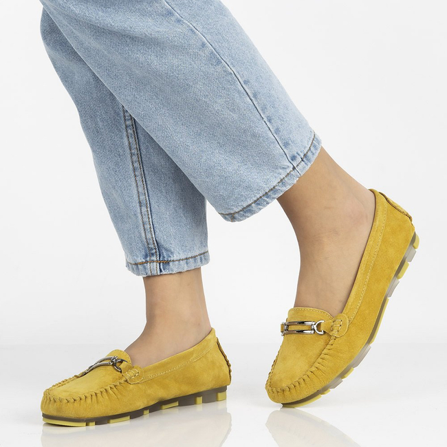 Skórzane mokasyny Filippo DP1202/21 YL żółte