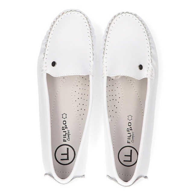 Skórzane mokasyny Filippo DP2037/22 WH białe