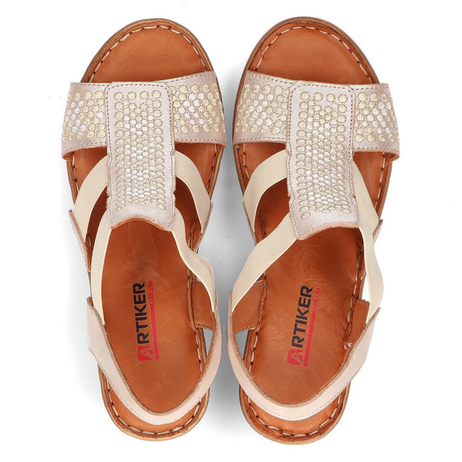Skórzane sandały Artiker 46C2390 beżowe