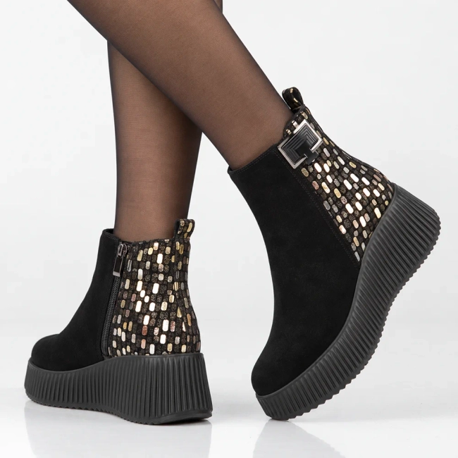 Leather platform ankle boots Filippo DBT7268/26 BK GO black