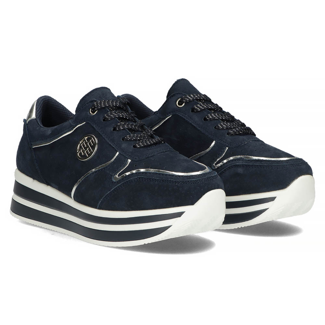 Skórzane Sneakersy Filippo DP3682/22 NV granatowe