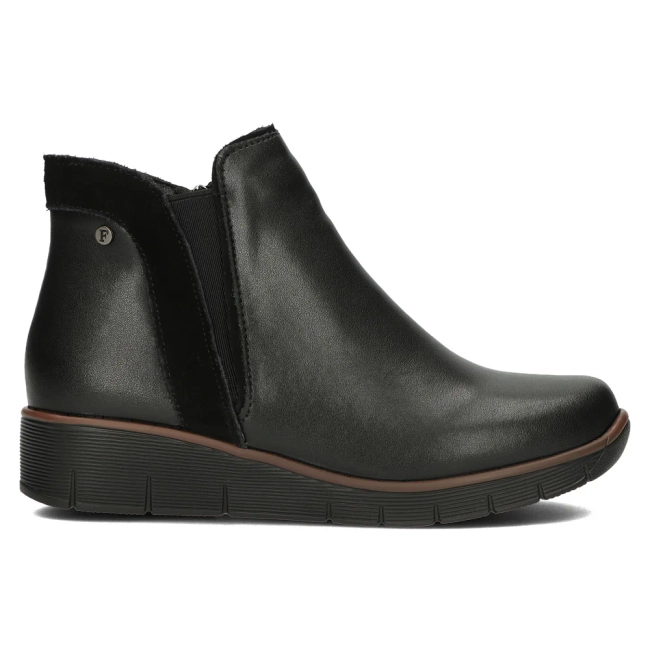Skórzane botki na koturnie Filippo DBT4781/23 BK czarne
