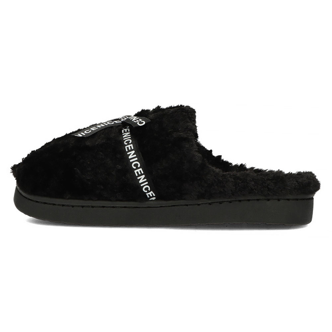 Fur slippers black CF-95