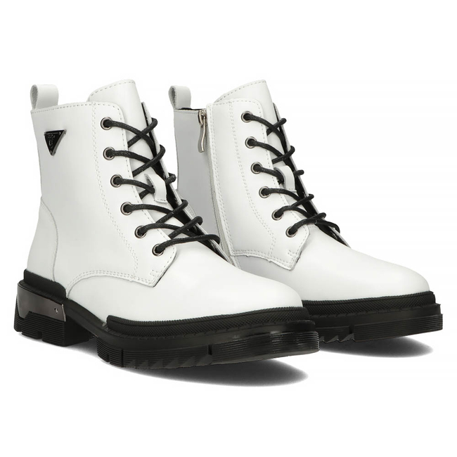 Skórzane botki Filippo DBT4147/22 WH białe
