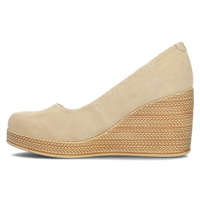 Skórzane półbuty na koturnie Filippo DP3521/23 BE SU beżowe