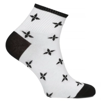 Women's Socks Oemen S019 BLK WHT flowers