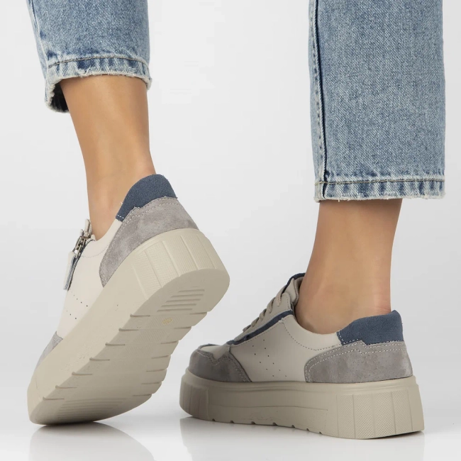 Skórzane półbuty na platformie Filippo DP6456/24 BE beżowe