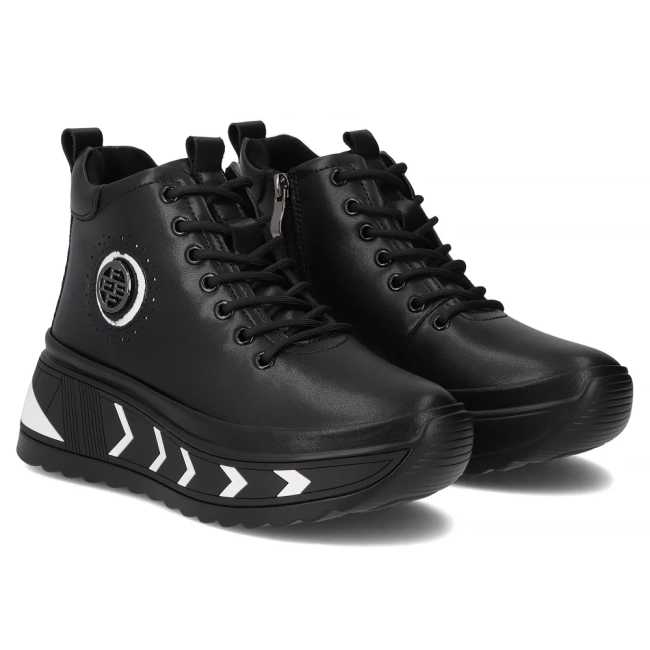 Leather ankle boots Filippo DBT4214/25 BK WH black