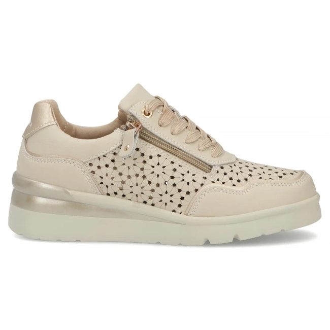Skórzane sneakersy na platformie Filippo DP7677/26 BE beżowe