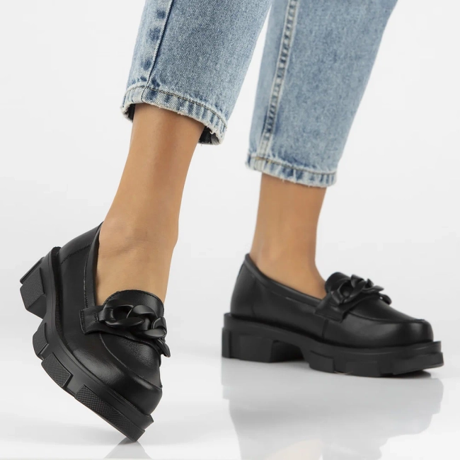 Skórzane półbuty na platformie Filippo DP3221/24 BK BK czarne