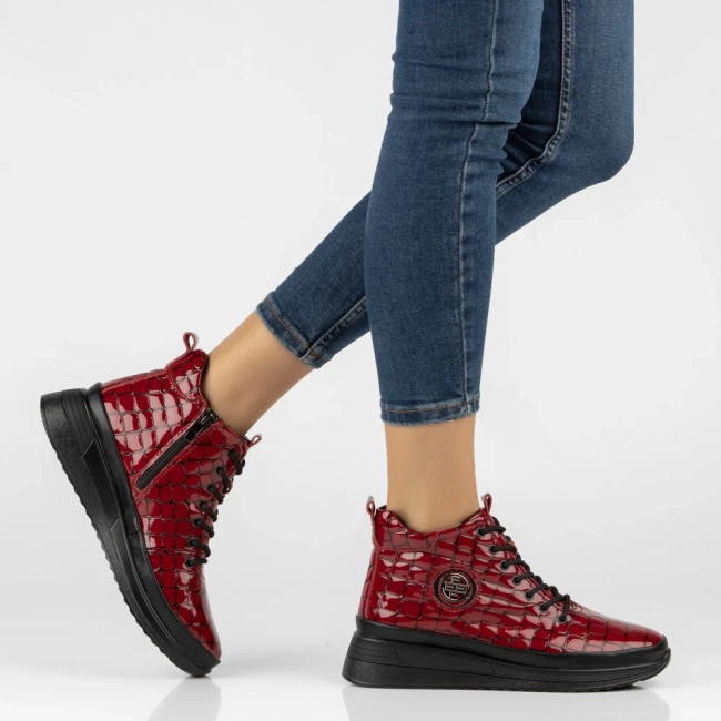 Leather platform ankle boots Filippo DBT4215/26 RD CR red