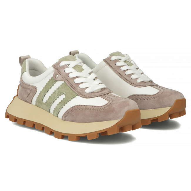 Skórzane sneakersy Filippo DP6743/25 WH BE biało beżowe