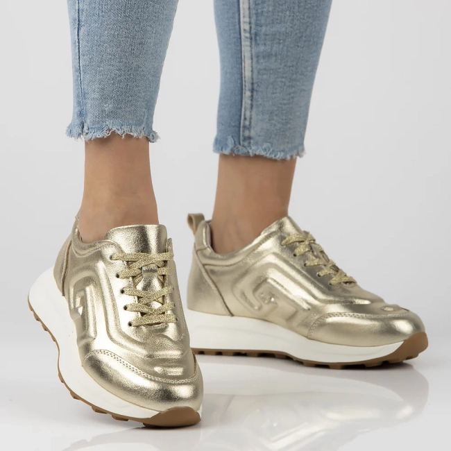 Skórzane sneakersy Filippo DP6859/25 GO złote