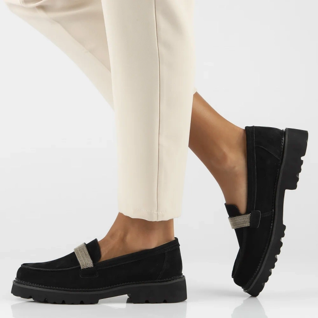 Skórzane półbuty na platformie Filippo DP6214/24 BK czarne