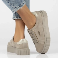 Skórzane półbuty na platformie Filippo DP6110/24 BE szare