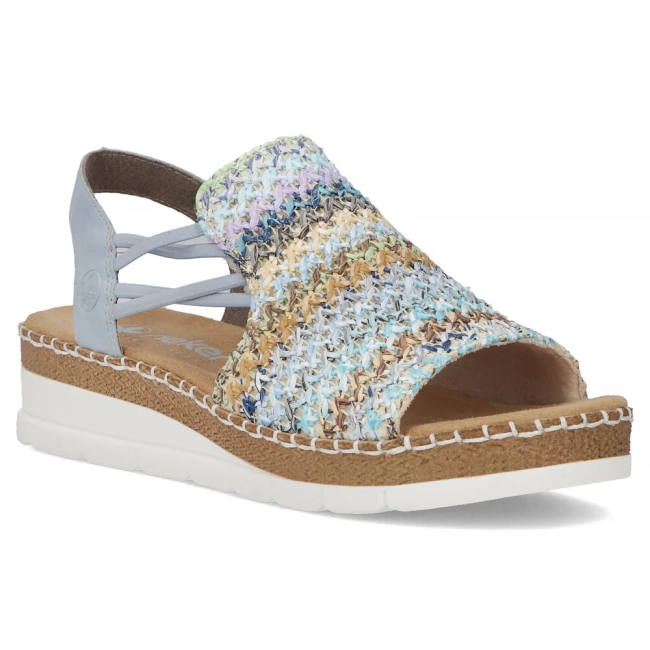 Sandały na platformie Rieker V1241-90 niebieskie