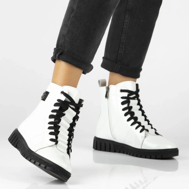 Skórzane trzewiki Filippo DBT7273/25 WH białe