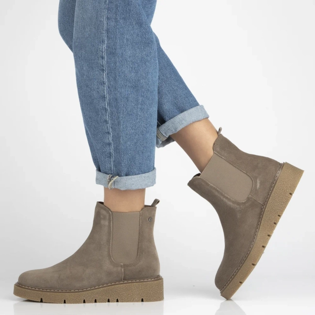 Skórzane botki na platformie Filippo DBT7261/25 TP taupe