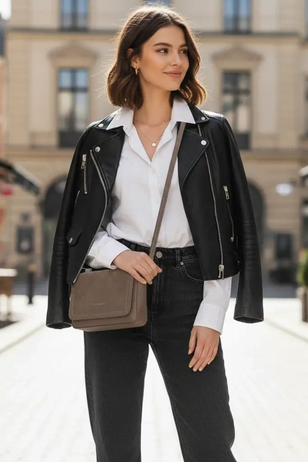 Leather handbag Toscanio F256 beige