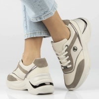 Skórzane sneakersy Filippo DP7766/26 WH BE biało-beżowe