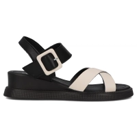 Skórzane sandały na koturnie Filippo DS6874/25 BE beżowe