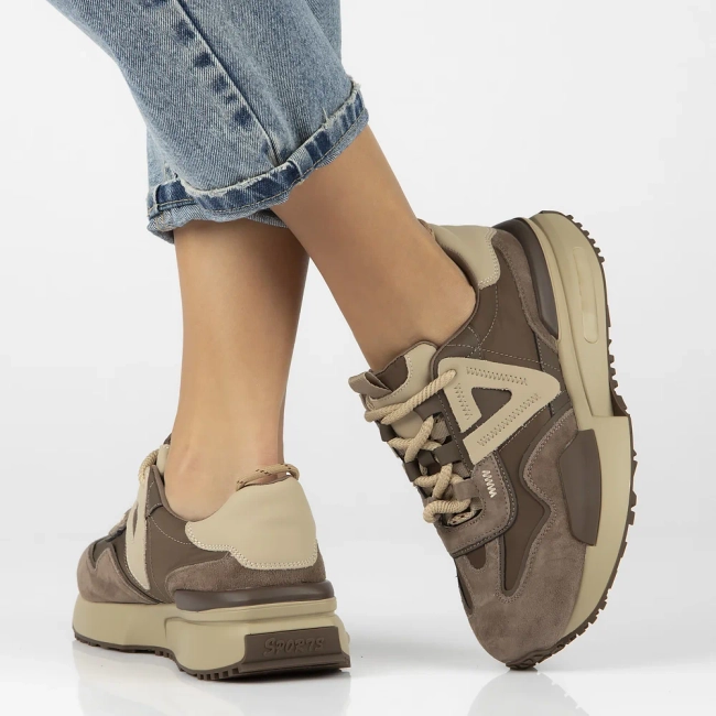 Skórzane sneakersy Filippo DP6523/24 BE brązowe