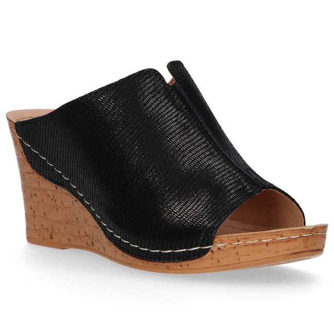 Skórzane klapki Filippo DK786/20 BK czarne