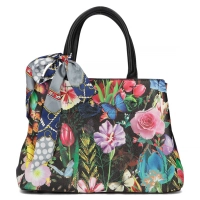 Czarna torebka floral elegance
