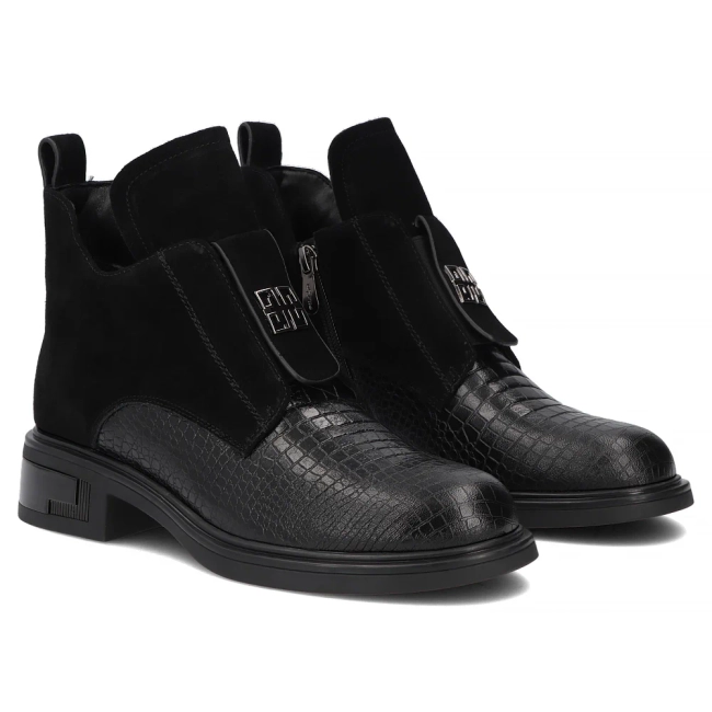 Skórzane botki Filippo DBT8201/26 BK czarne