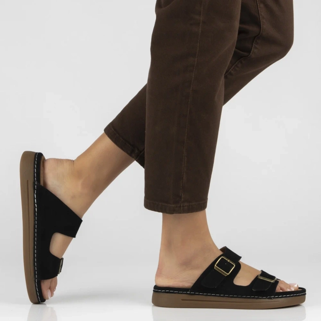 Leather flip-flops Filippo DK7802/26 BK black
