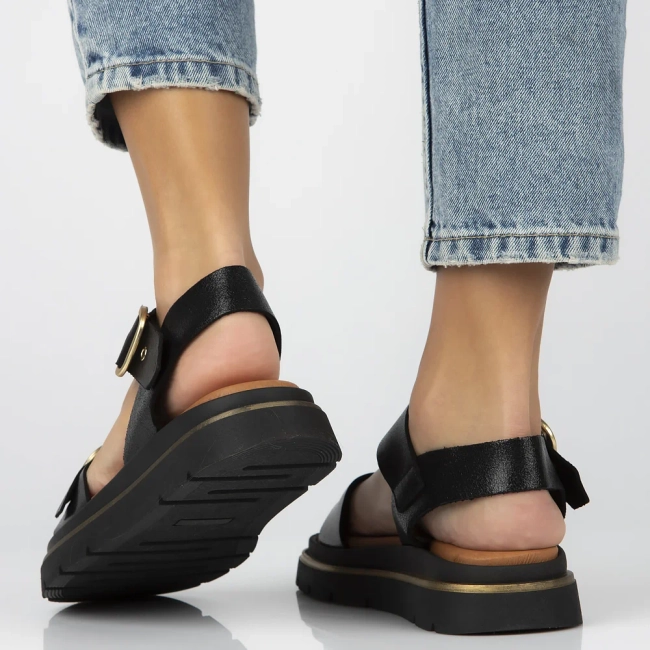 Leather sandals YAMBRE-251 SAMOA NEGRO black