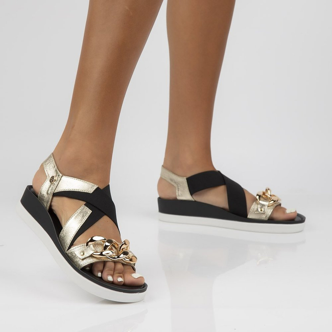 Leather sandals Filippo 109 black and gold