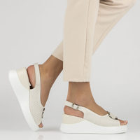 Skórzane sandały na koturnie Filippo DS4406/23 BE beżowe